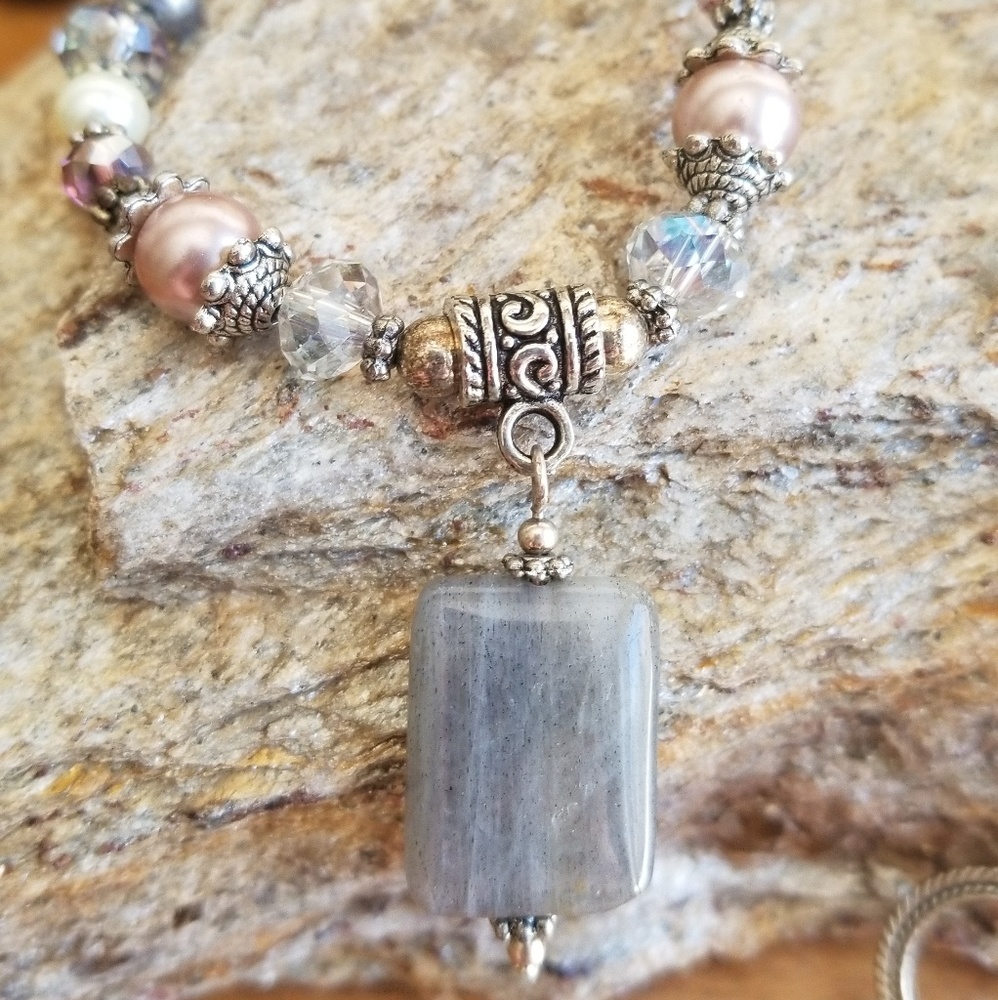Handmade Natural gemstone and crystal necklace
